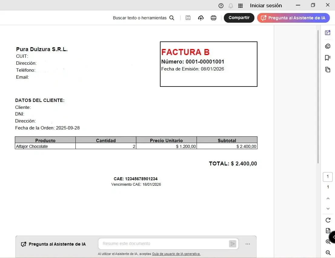 factura pedido pdf