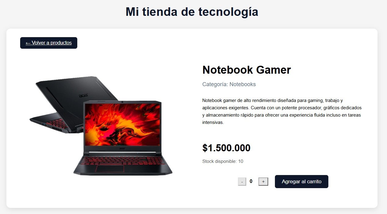 NeoTech - Ecommerce Detalle del producto y selección de cantidades.
